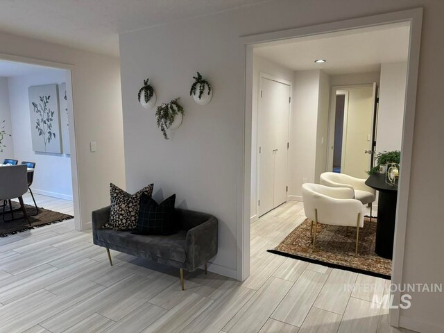 hallway featuring light wood-type flooring