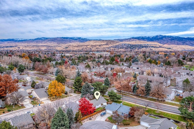 drone / aerial view with a mountain view