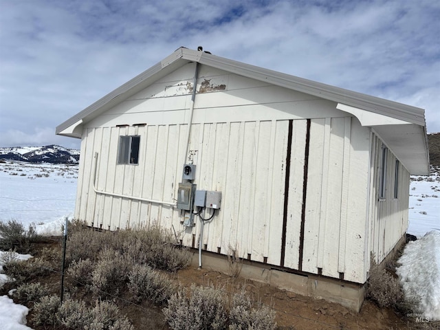 view of snow covered exterior