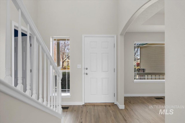 entrance foyer featuring light hardwood / wood-style floors