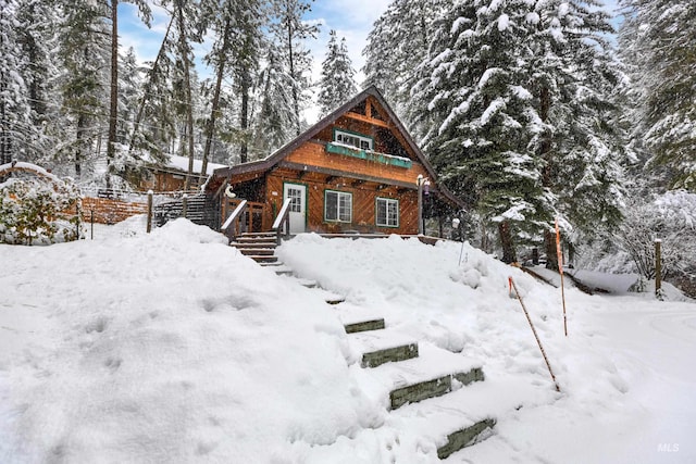 view of log home