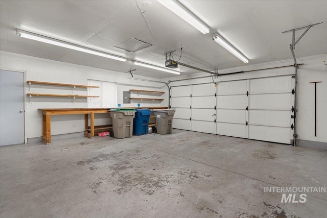 garage with a garage door opener