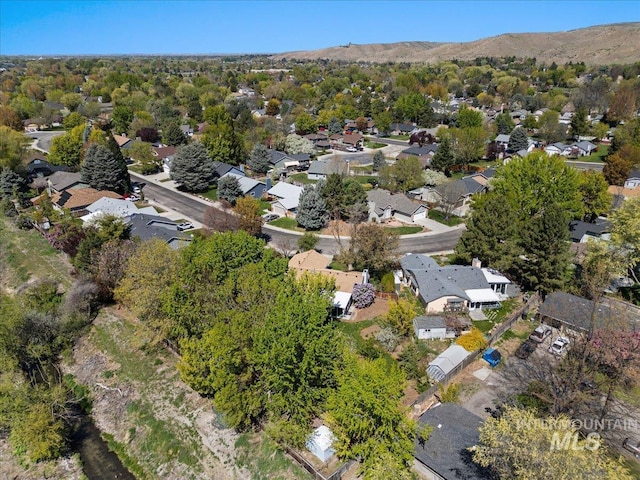 bird's eye view with a mountain view and a residential view
