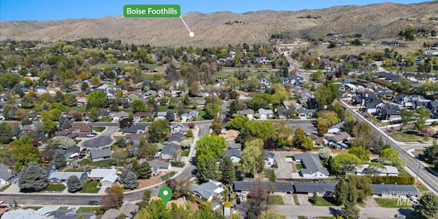 aerial view with a residential view and a mountain view