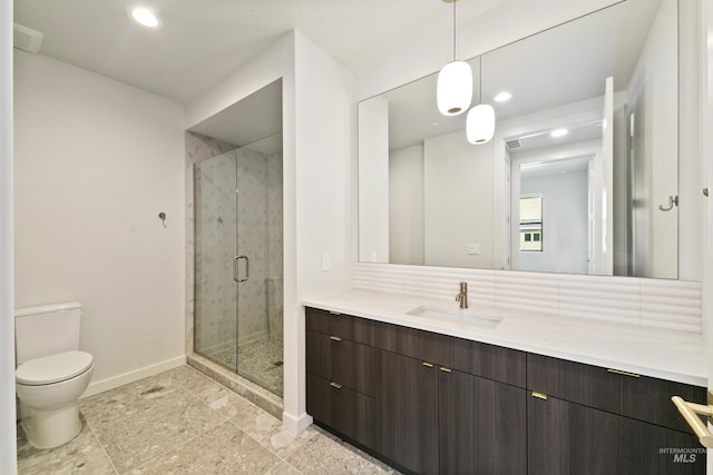4340 E Haystack St Unit 210, Boise, ID 83716 - bathroom with vanity, a stall shower, and recessed lighting