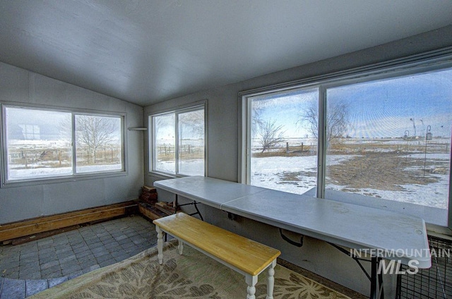 sunroom with lofted ceiling