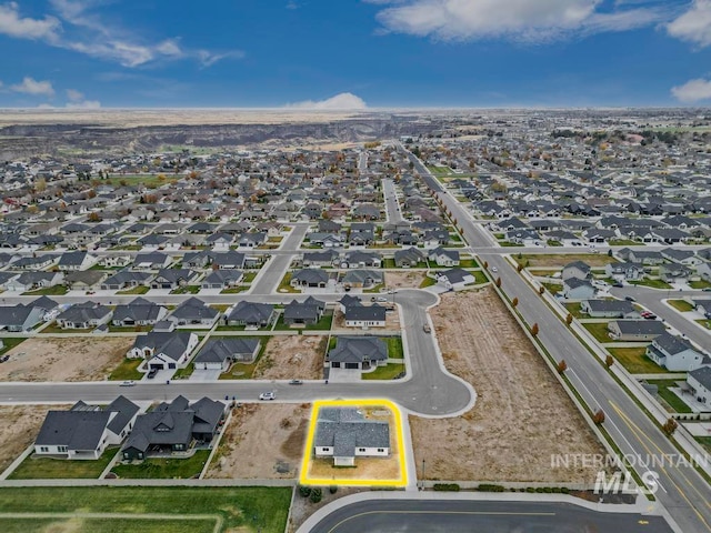 bird's eye view with a residential view