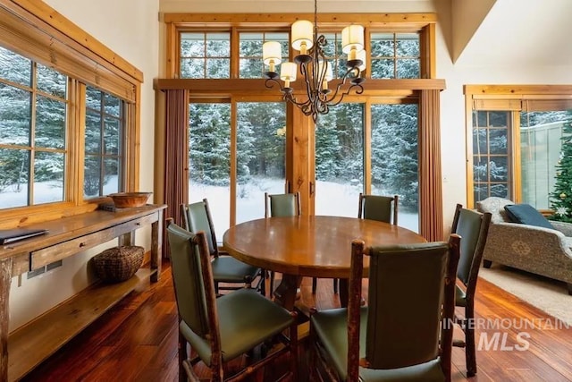 1319 Hearthstone Ct Unit 3-A, Mccall, ID 83638 - dining space with a chandelier, wood finished floors, and plenty of natural light