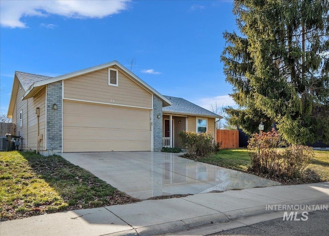 single story home with a garage