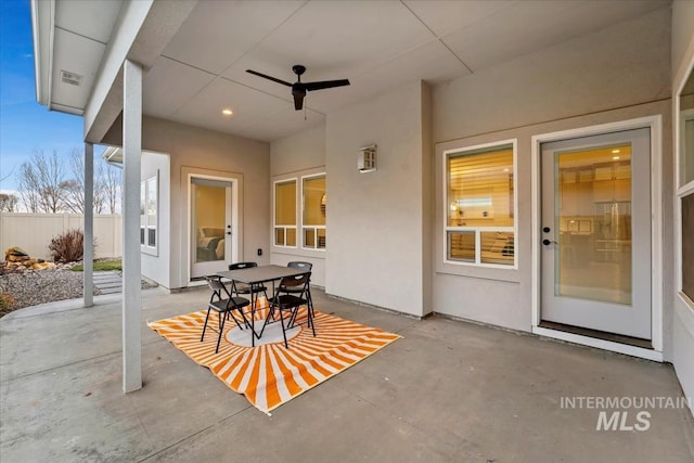 view of patio with ceiling fan