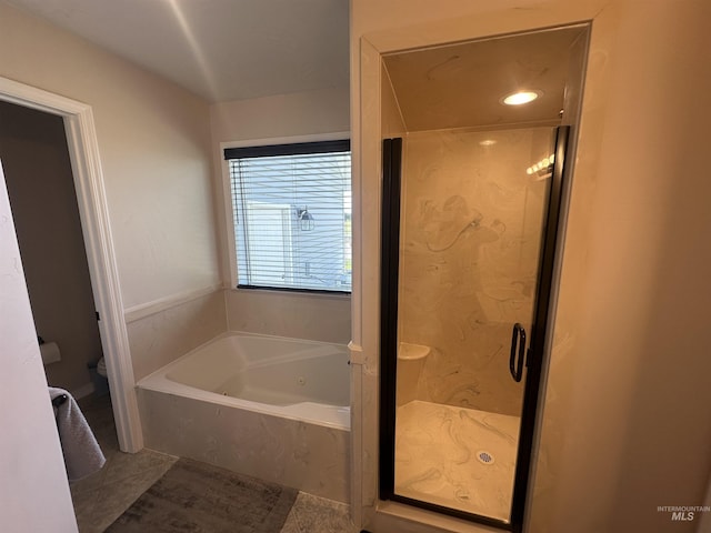 382 N 1020 E, Declo, ID 83323 - full bathroom with a tub with jets, toilet, and a stall shower