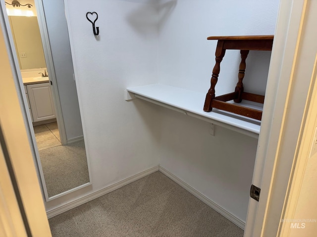 walk in closet featuring a sink