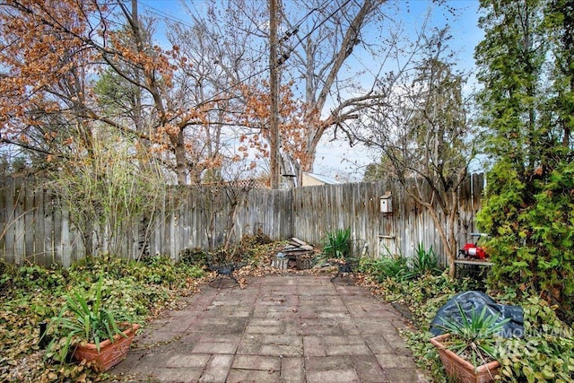 view of patio featuring a fenced backyard