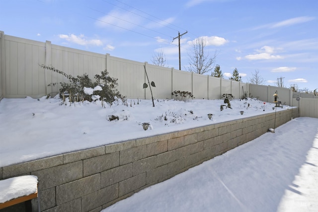 view of yard covered in snow