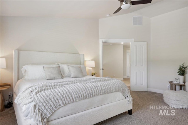 5322 N Papago Pl, Boise, ID 83713 - bedroom with carpet flooring, vaulted ceiling, and a ceiling fan