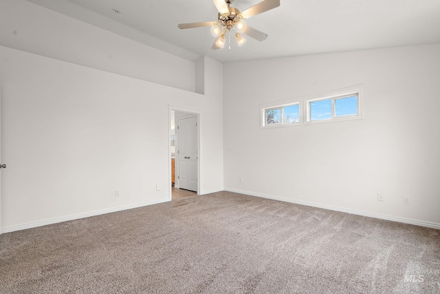 1452 E Pistioa, Meridian, ID 83642 - empty room with carpet floors, baseboards, ceiling fan, and high vaulted ceiling