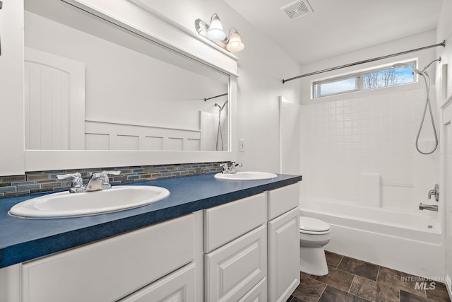 1452 E Pistioa, Meridian, ID 83642 - full bath featuring toilet, visible vents, a sink, and shower / bathing tub combination