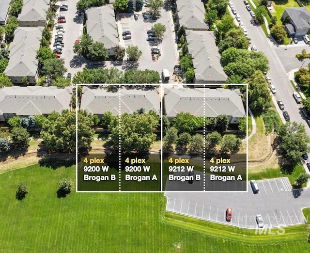 9200 W Brogan Dr Unit A & B, Boise, ID 83709 - aerial view of residential area with property parcel outlined