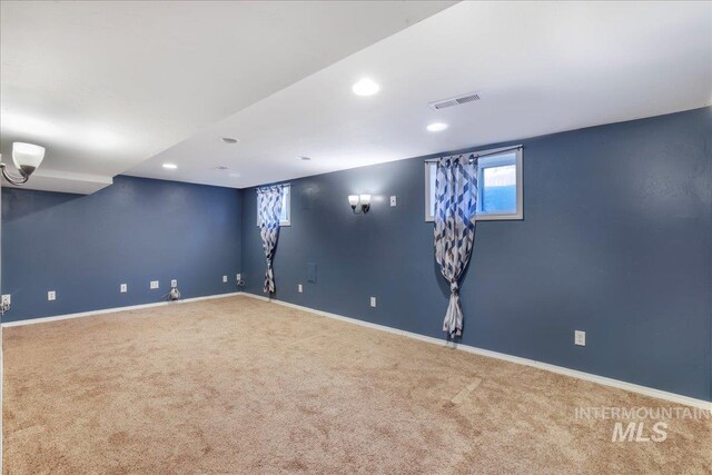 313NORTH Birch St, Shoshone, ID 83352 - basement featuring carpet flooring, recessed lighting, and baseboards
