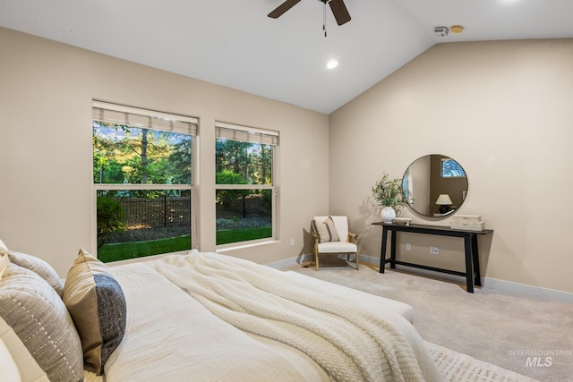 731 E Eaglewoods Ln, Eagle, ID 83616 - bedroom with carpet floors, lofted ceiling, ceiling fan, and recessed lighting