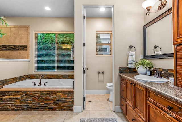731 E Eaglewoods Ln, Eagle, ID 83616 - bathroom with vanity, a bath, tile patterned floors, and recessed lighting