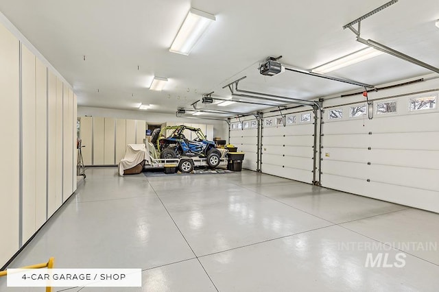 garage with a garage door opener