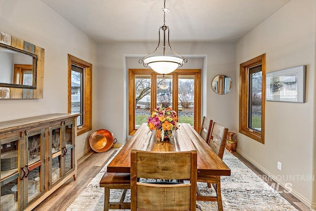 dining room featuring baseboards and wood finished floors