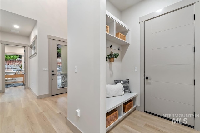 3359 E Warm Springs Ave, Boise, ID 83716 - mudroom with light wood-type flooring and baseboards