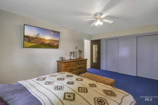 420 E 3rd St, Shoshone, ID 83352 - bedroom featuring a closet, carpet flooring, and a ceiling fan