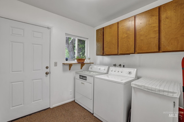 420 E 3rd St, Shoshone, ID 83352 - washroom with independent washer and dryer, cabinet space, carpet flooring, and baseboards