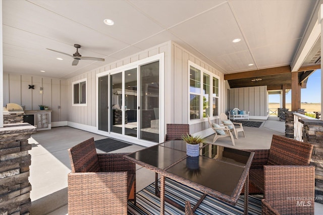 12975 Silversage Dr, Nampa, ID 83686 - view of patio with exterior kitchen and ceiling fan