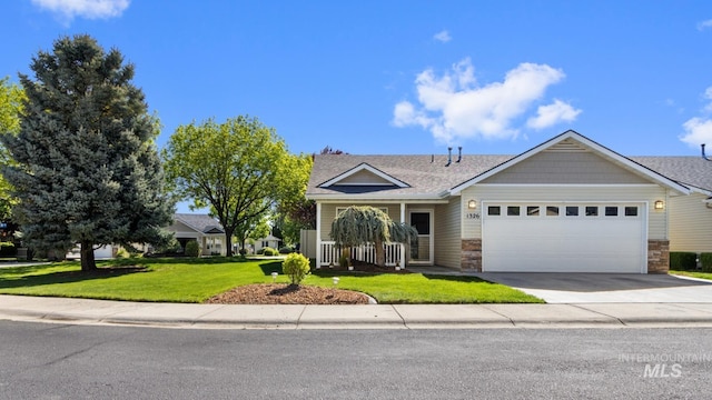 1326 N Alvey, Meridian, ID 83642 - view of front facade featuring an attached garage, a front lawn, concrete driveway, and roof with shingles
