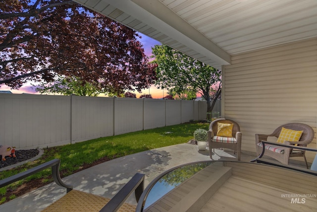 1326 N Alvey, Meridian, ID 83642 - patio terrace at dusk with a fenced backyard and cooling unit