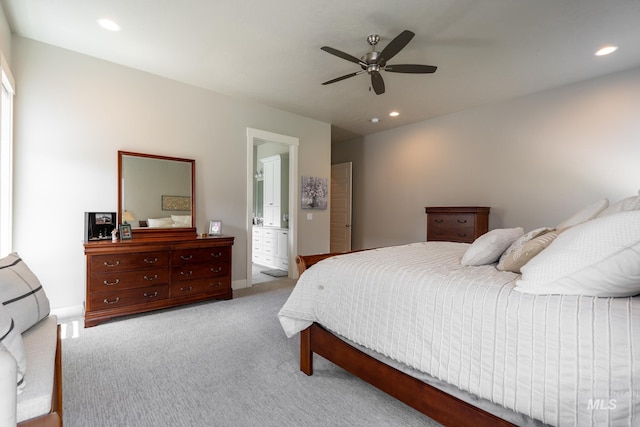 2522 N Foudy Ave, Eagle, ID 83616 - carpeted bedroom with recessed lighting, a ceiling fan, and connected bathroom