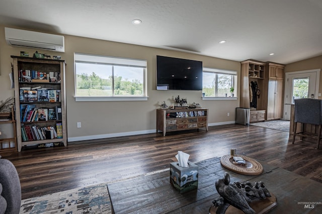 13005 Lake Shore Dr, Nampa, ID 83686 - living room with a wealth of natural light, baseboards, wood finished floors, and a wall mounted air conditioner