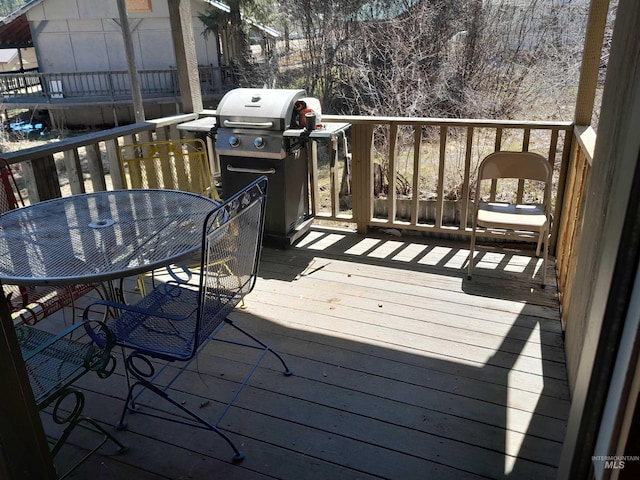 deck featuring area for grilling