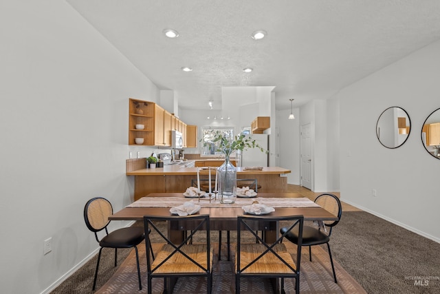 dining room featuring carpet flooring