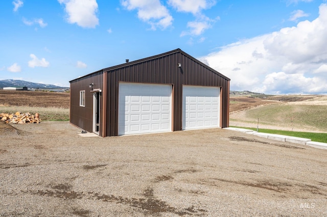 view of detached garage