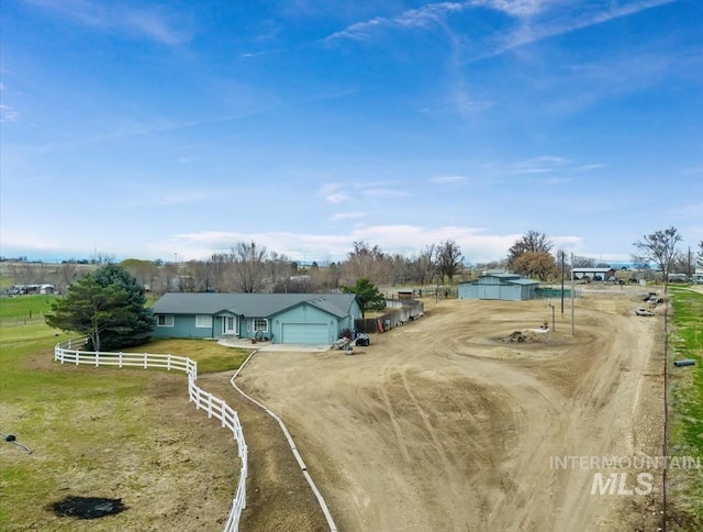bird's eye view featuring a rural view