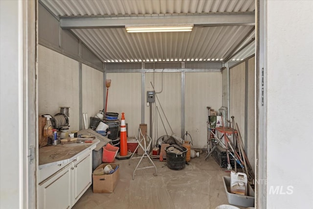 garage featuring metal wall