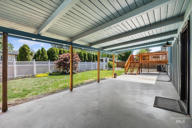 view of patio featuring central AC unit