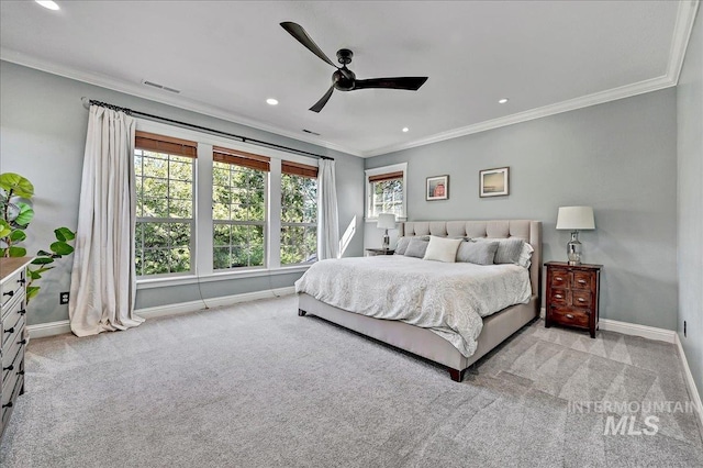 178 Cottonwood Ct, Eagle, ID 83616 - carpeted bedroom with baseboards, multiple windows, recessed lighting, and crown molding