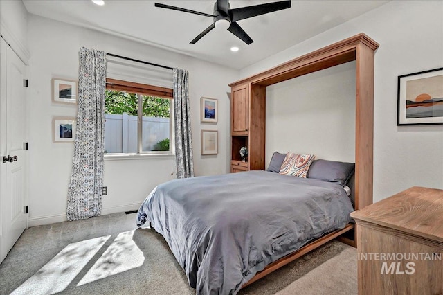 178 Cottonwood Ct, Eagle, ID 83616 - bedroom with baseboards, carpet floors, ceiling fan, and recessed lighting