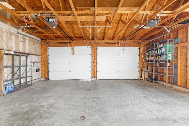 garage with a garage door opener