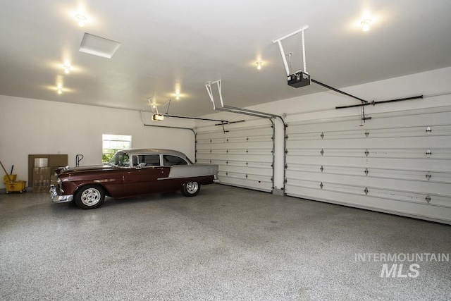 garage with a garage door opener