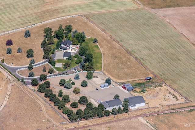 drone / aerial view with a rural view