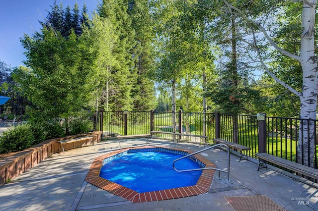 view of pool with a patio and a jacuzzi