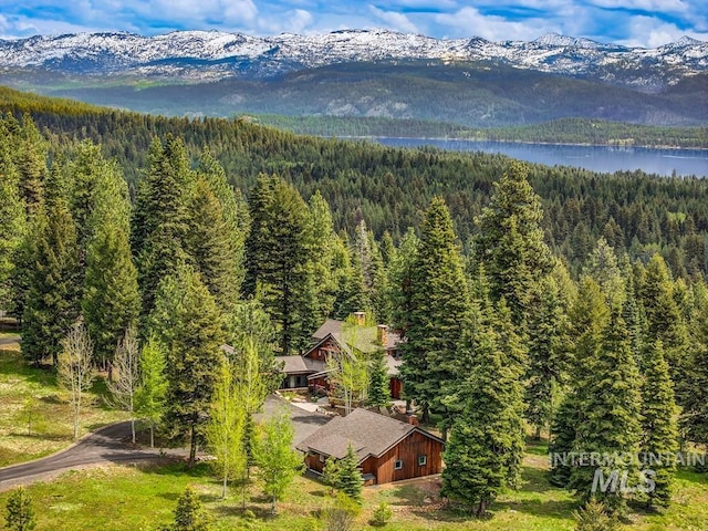 1418 Club Hill Blvd, Mccall, ID 83638 - view from above of property featuring a heavily wooded area and a water and mountain view