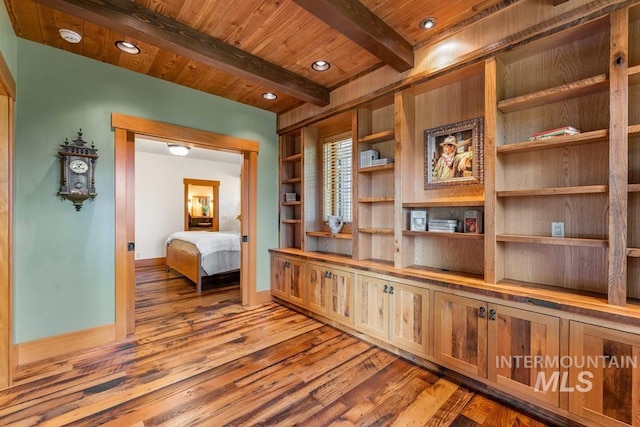1418 Club Hill Blvd, Mccall, ID 83638 - hallway with wood finished floors, baseboards, and wood ceiling with exposed beams