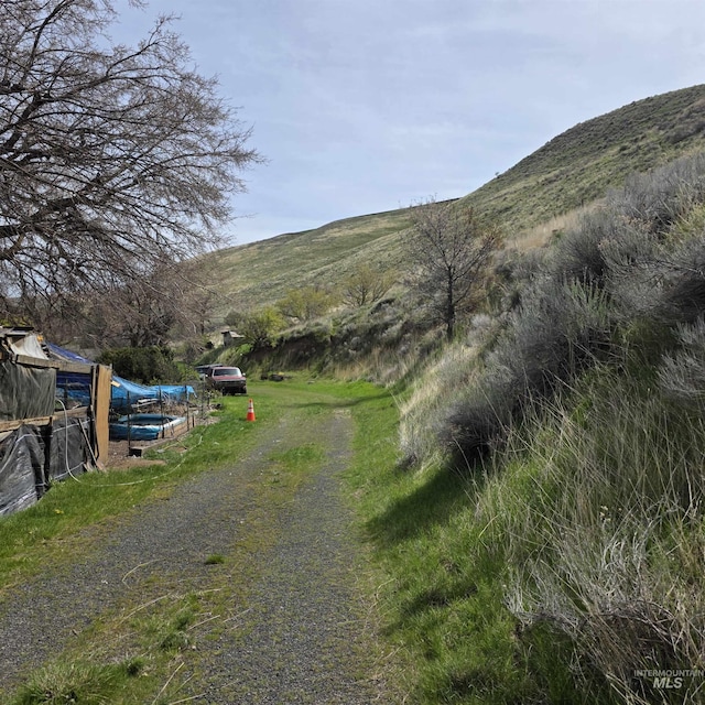 view of road with a mountain view